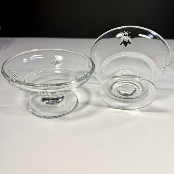 La Rochere Napoleon Bee Clear Glass Footed Dessert Bowls Sherbet Elegant Set/6 - Picture 6 of 11